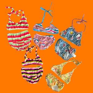 60's 70's vintage lot of 5 bathing suits Girl's 12/14 *deadstock*